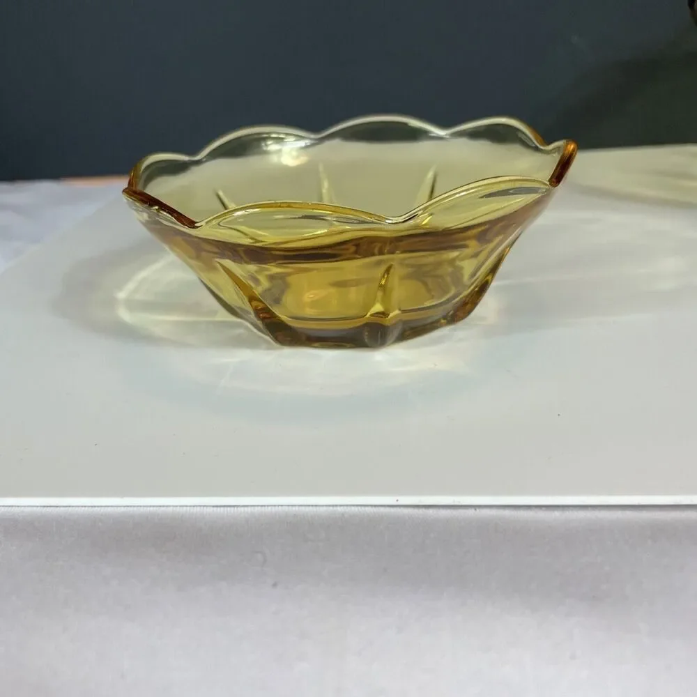 Anchor Hocking Bowl Set Honey Gold Set  Serving Yellow Swedish Modern Vtg